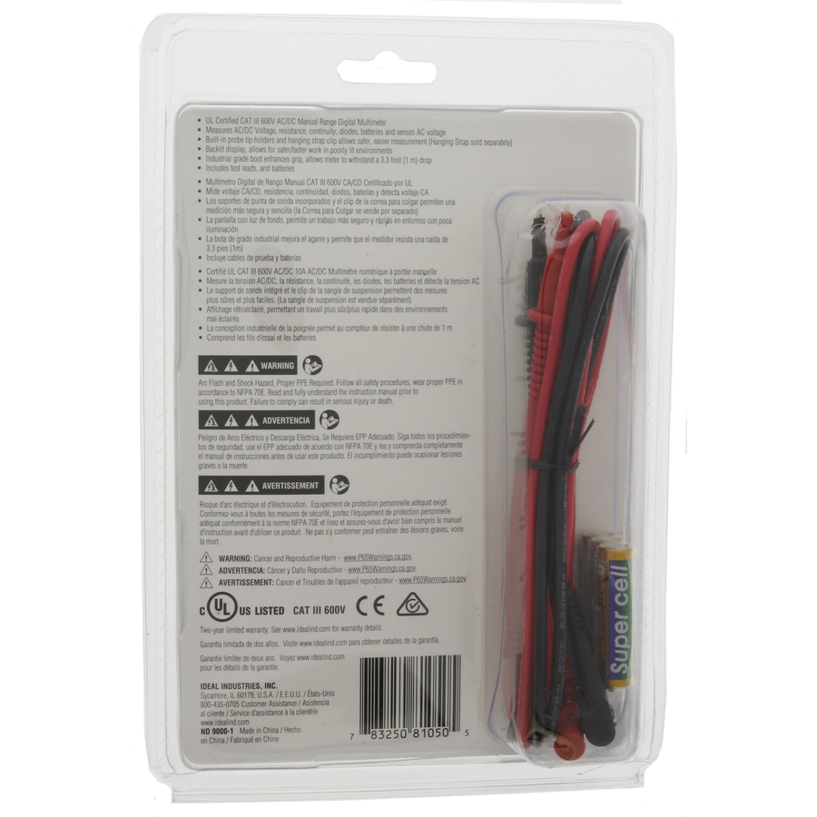 Multimeter 600V Manual Range w/ NCVT