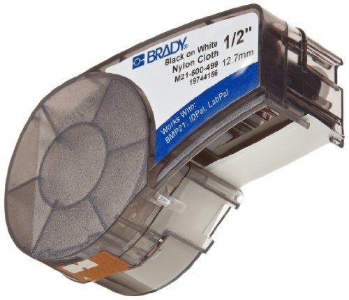 Brady Series Label Cartridge 0.50 in. W X 16 Ft. L B499 Nylon Cloth, Black on White Labels