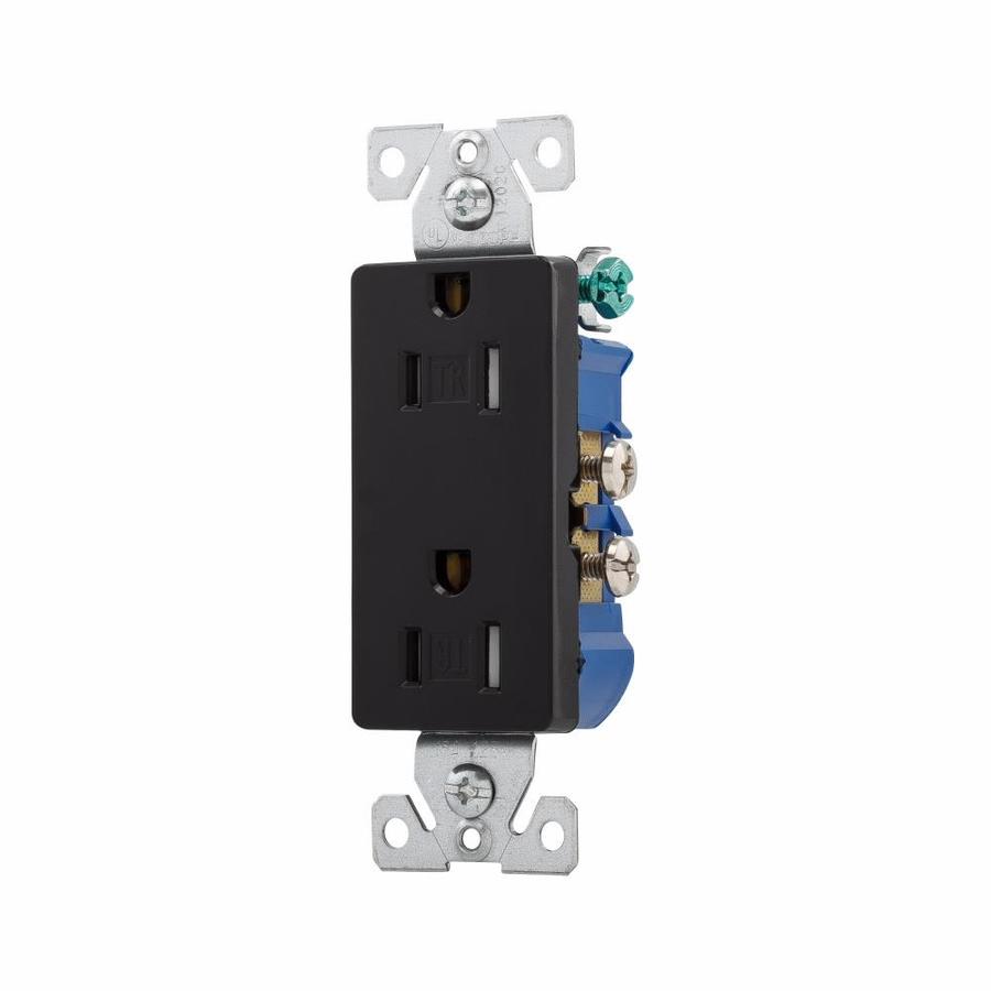 Eaton Black 15-Amp Decorator Tamper-Resistant Outlet EAG TR1107BK-BX-L 
