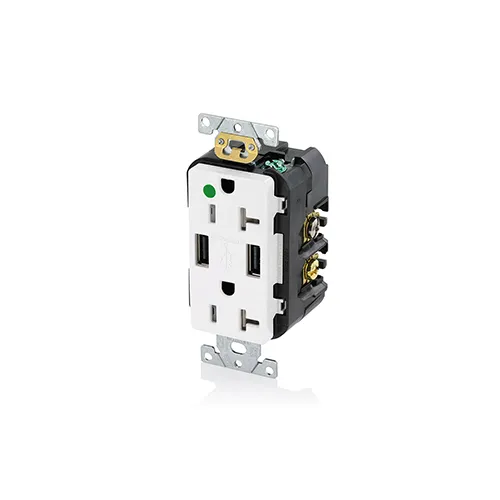 [T5832-HGW] Leviton T5832-HGW Tamper-Resistant Hospital Grade USB Receptacle, 20 Amp, 125 Volt