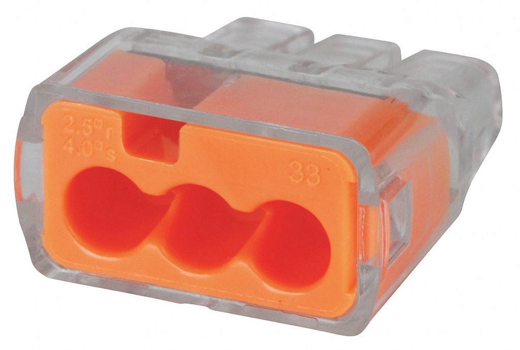 [30-1033] In-Sure® Push-In Wire Connectors, Model 33 3-Port Orange, Box of 100
