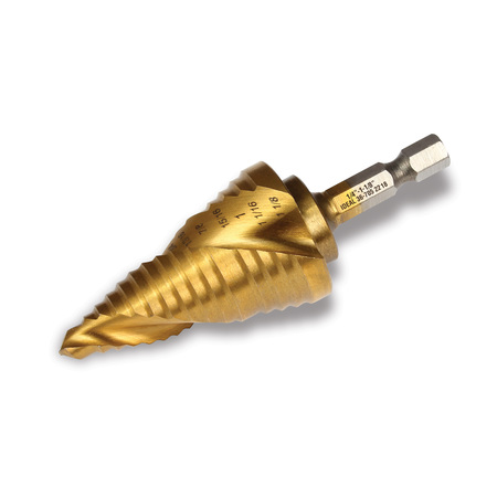 Spiral Step Bit, #4, 3/16" - 7/8"
