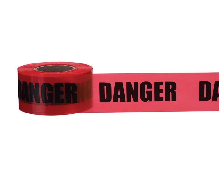Barricade Tape, "Danger High Voltage", Red, 3" x 1,000'