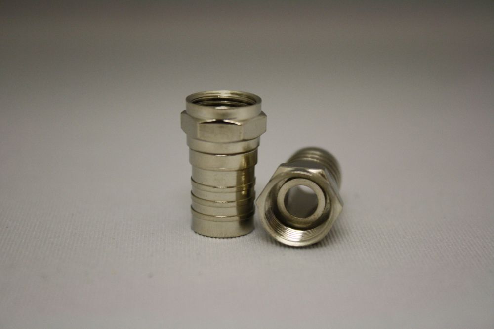 F Hex Crimp Connectors, RG-6, Card of 4