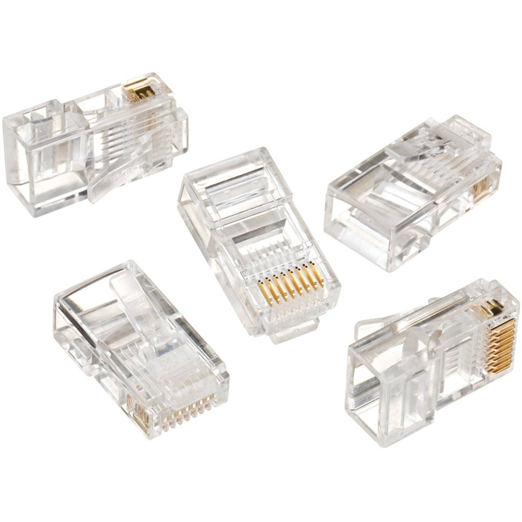 CAT 5e Standard Connectors & Strain Relief Boots, Card of 30 (15 of each)