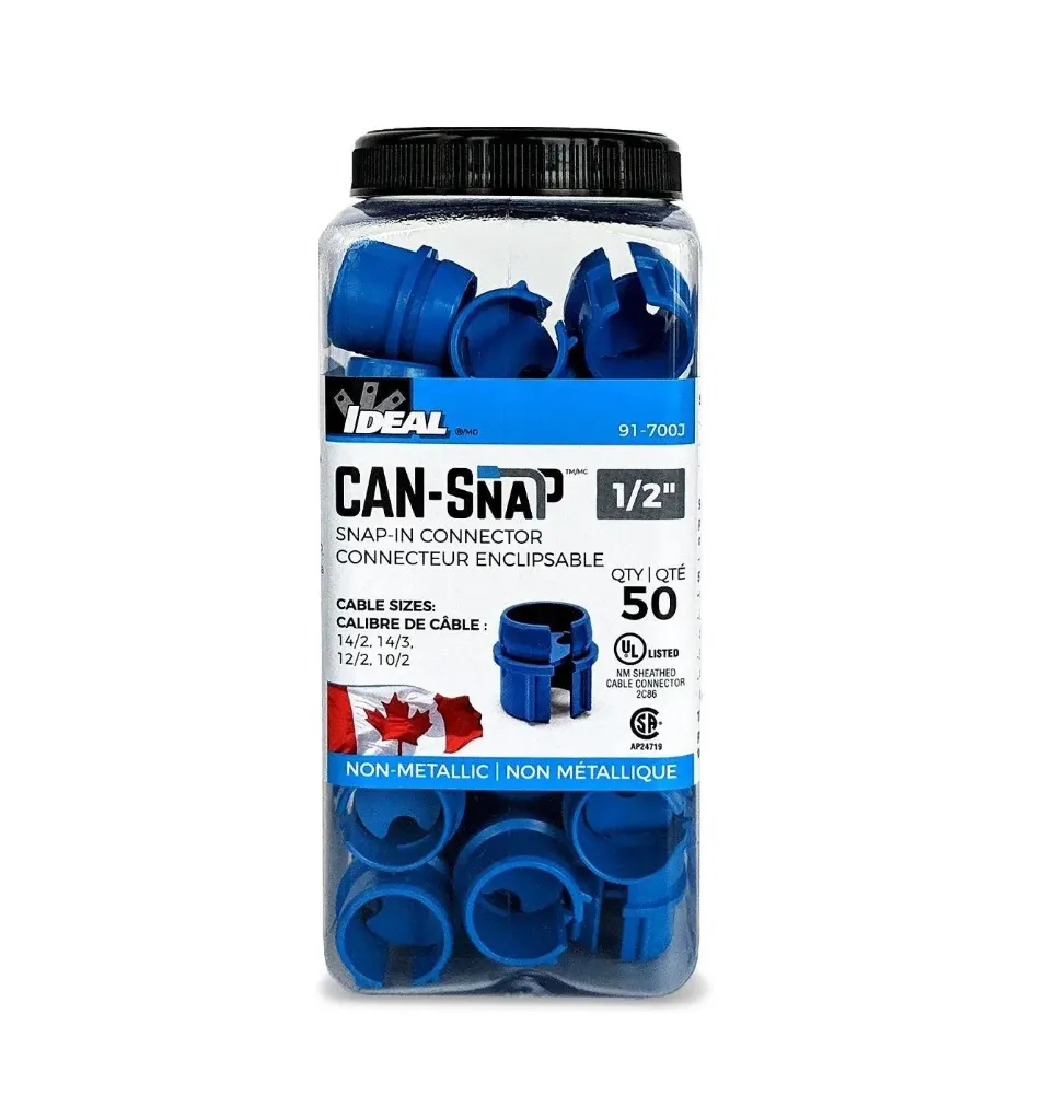 Can-Snap™ Non-Metallic Snap-In Connectors 1/2", Jar of 50