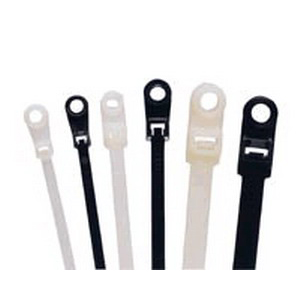 Cable Ties Mounting Head, 8", 50 lb, Black, UV, Bag of 100