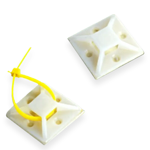 [RC410WT] Cable Tie Mount 4-Way Adhesive 1" White (100pcs)