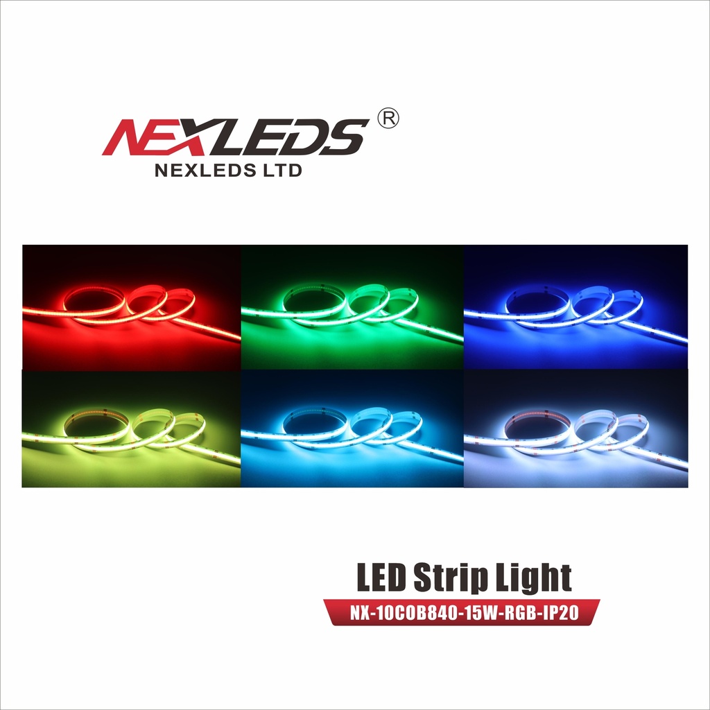 [NX-10COB840-15W-RGB-IP20] Nexleds LED 10MM COB TAPE LIGHT RGB 840 chips/m [5 meter reel] - 15W/M (NX-10COB840-15W-RGB-IP20)