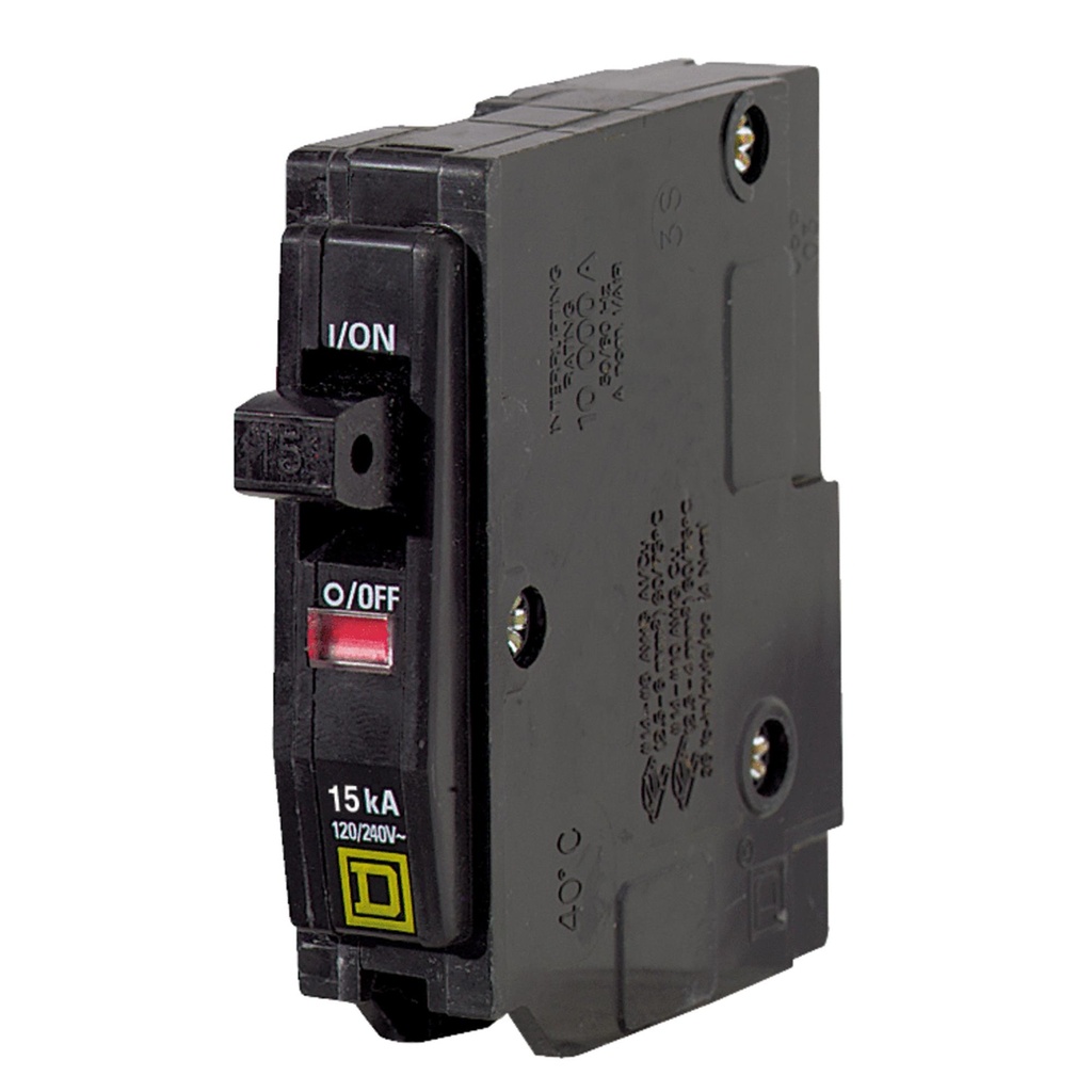 Square D QO115 15A Single-Pole Standard Trip Circuit Breaker