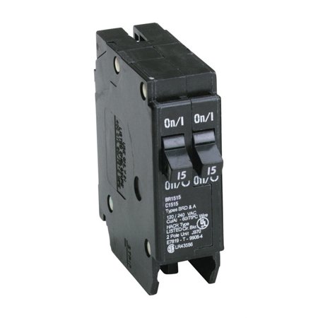 Eaton BR1515 15A/15A 2 Pole Standard Trip Duplex Circuit Breaker - Space Saver