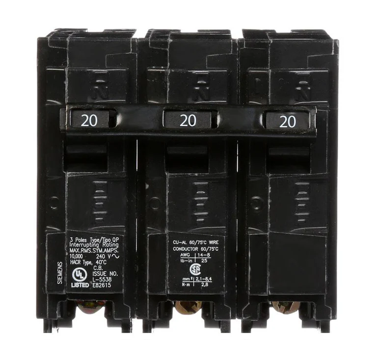 [Q320] Siemens Q320 Circuit Breaker , Q Series, 20A, 3 Pole, 240V AC, 10kA at 120V AC