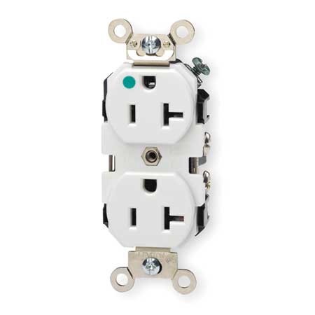 20 Amp 125 V Hospital Grade Duplex Outlet/Receptacle, White 8300-W