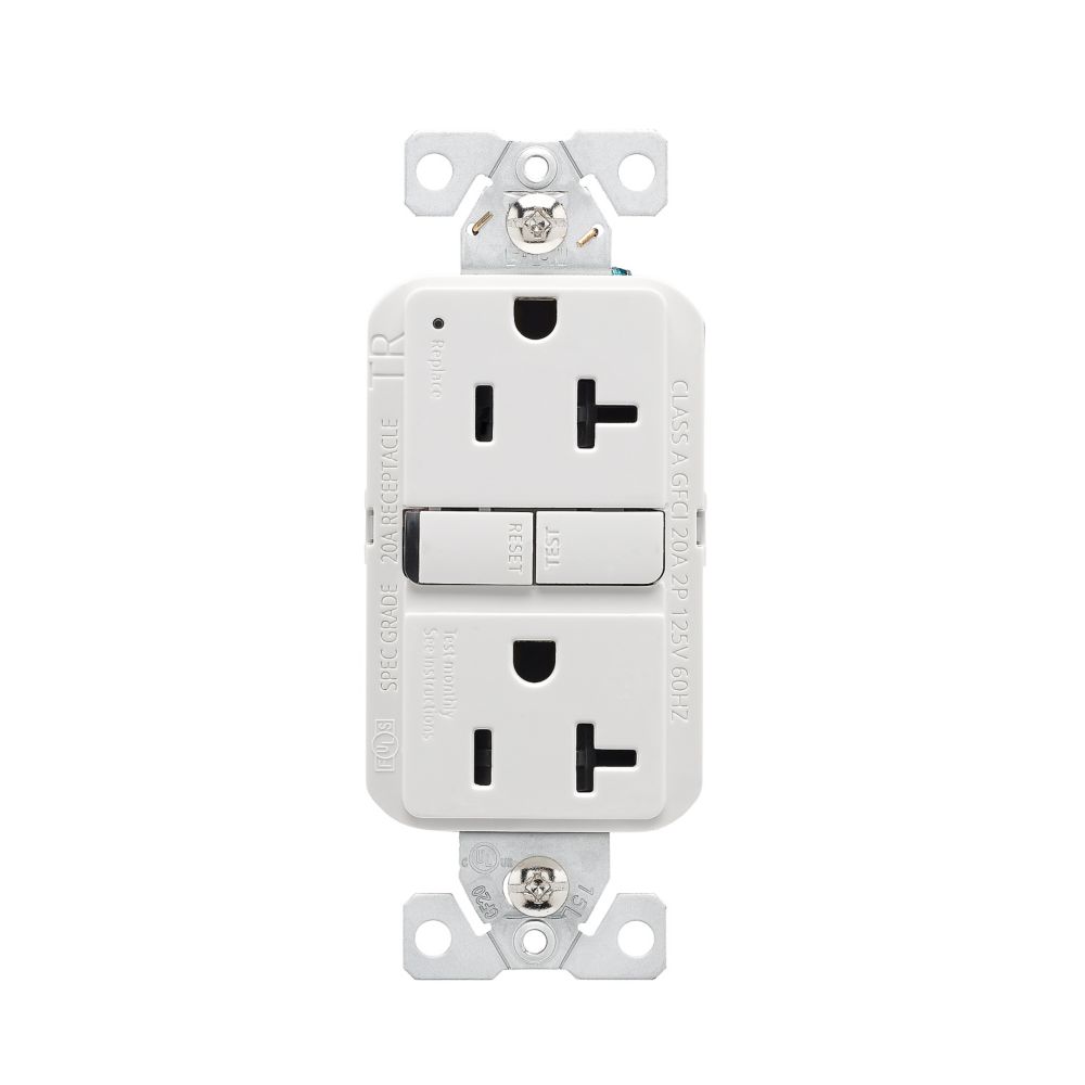 Eaton Tamper-Resistant GFCI Receptacle, 125 V, 20 A,  NEMA 5-20R, White