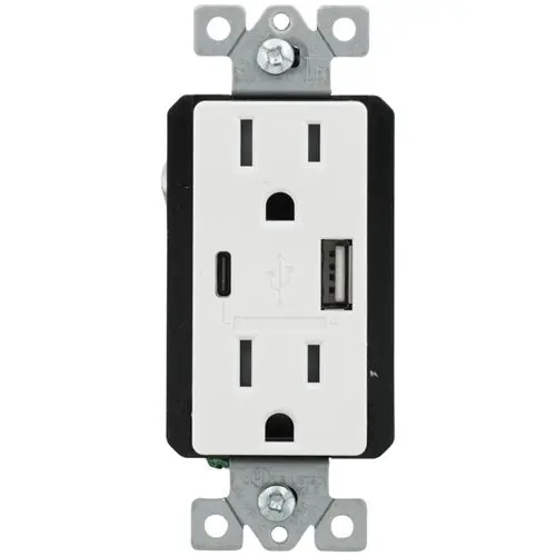 15A Tamper-Resistant Duplex Receptacle W/Usb-A & Usb-C