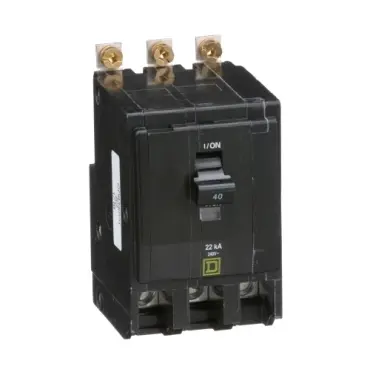 Mini circuit breaker, QO, 40A, 3 pole, 120/240VAC, 22kA, bolt on