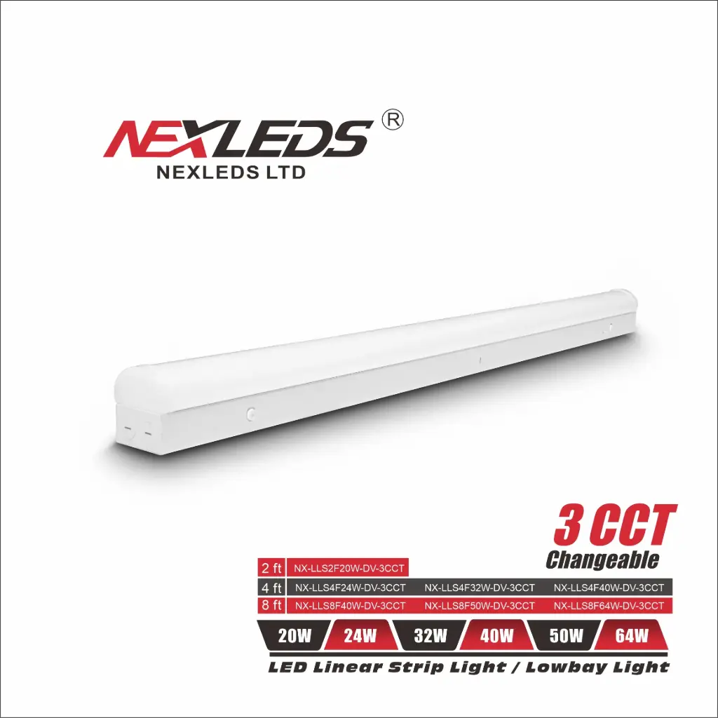 Nexleds 8' White LED Linear Strip Light Wattage and CCT Selectable