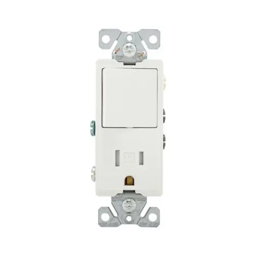 [TR7730W] EATON Wiring TR7730W 15-Amp 3-Wire TR Receptacle 120-Volt Decorator Combination Single-Pole Switch with 2-Pole, White 