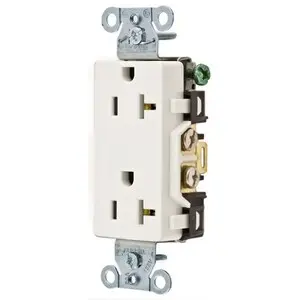 Receptacle, decorator duplex, white, 5-20R, 20 A, 125V AC, 2 pole/3 wire, screw terminals