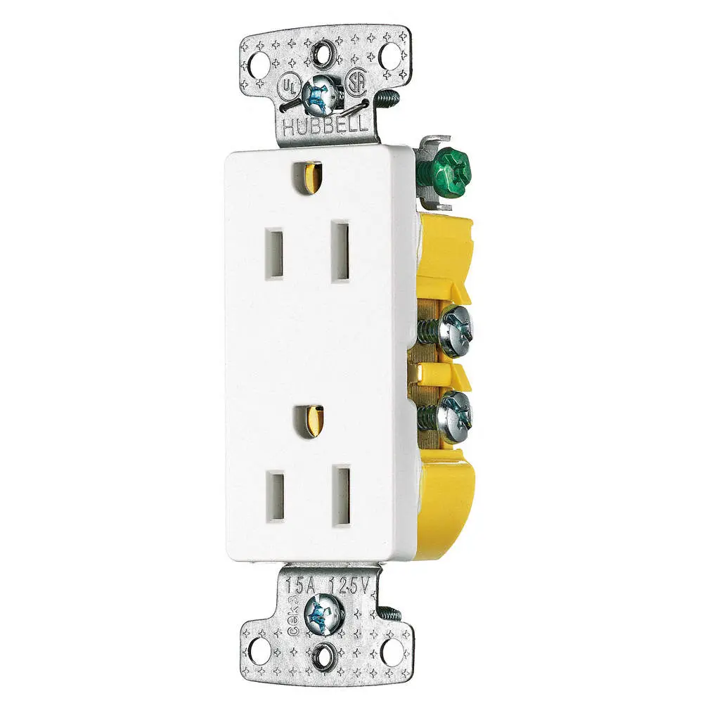 Decorator Tamper-Resistant, Self Grounding Straight Blade Duplex Receptacle 15 A, 5-15R White