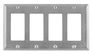 4-Gang 302/304 Stainless Steel Wall Plate, 4 Decorator Openings 