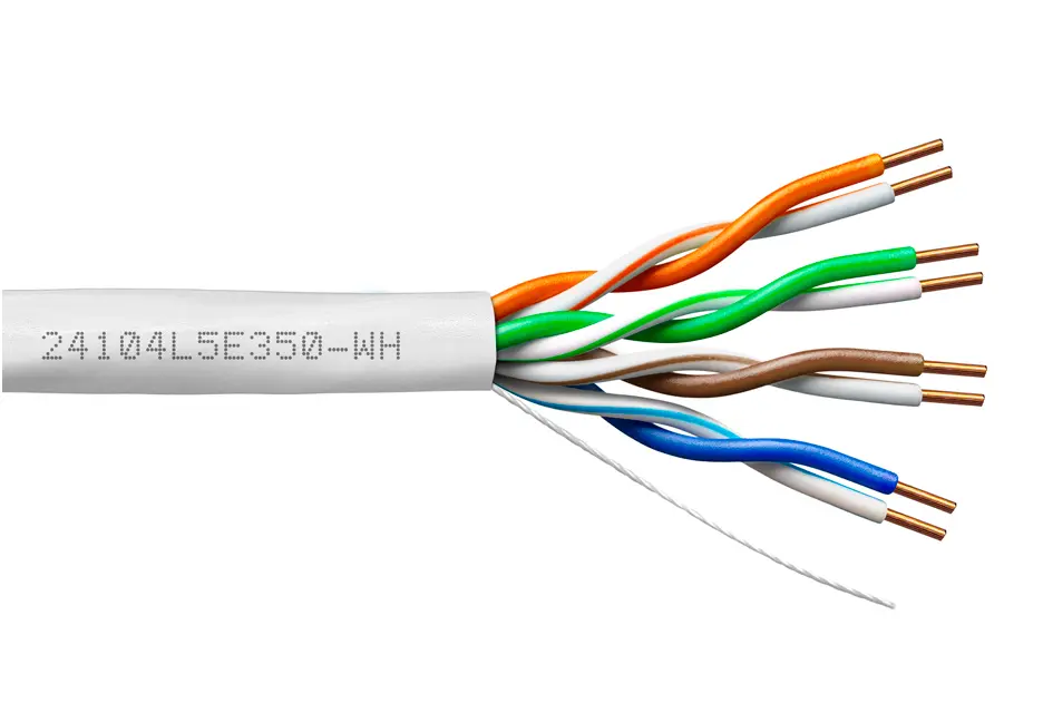 [24104L5E350-WH] Provo CAT5E UTP Cable 24-4pr SOL BC UNSH 350MHz CMR ETL FT4 RoHS – White JKT 300M