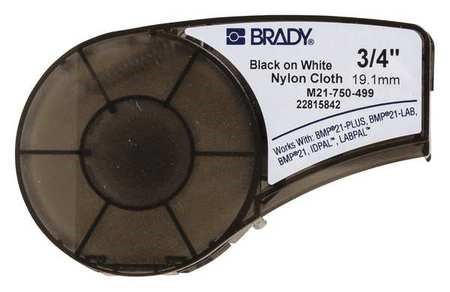 Brady Series Label Cartridge 0.75 in. W X 16 Ft. L B750 Nylon Cloth, Black on White Labels