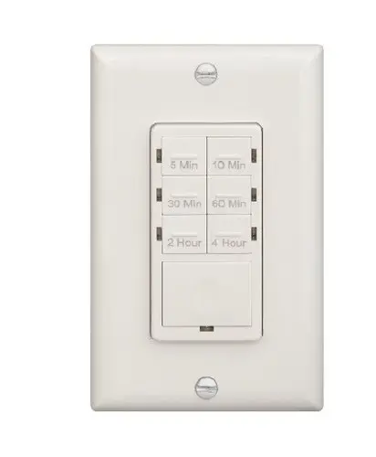 White 4 Hour In-Wall Preset Timer Switch w/ Wall Plate
