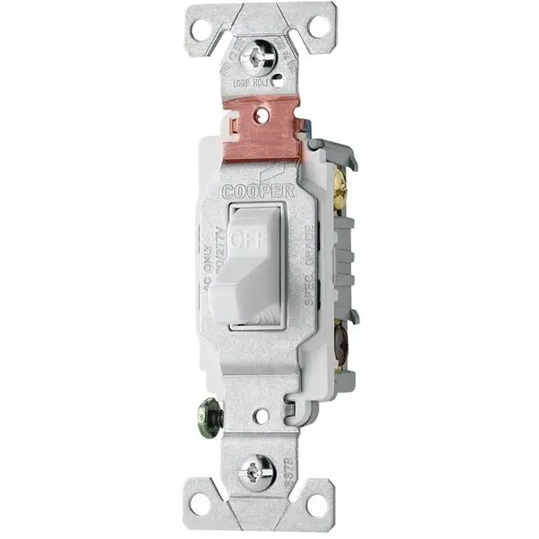 Toggle Switch, 20 A, 120/277 V, Lead Wire Terminal, Nylon Housing Material, White 