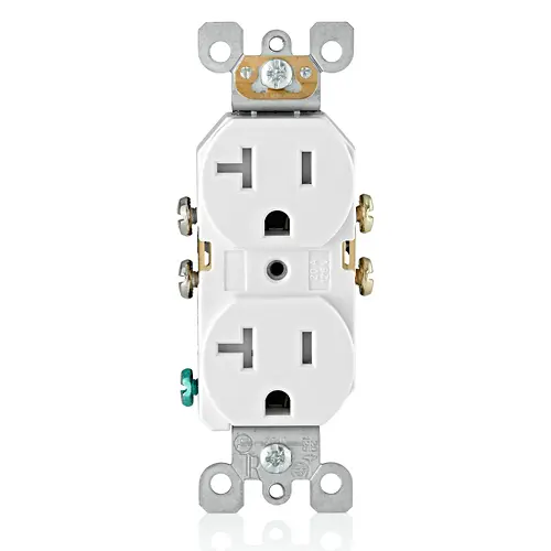 [T5820-W] Leviton Duplex 20A-125V Tamper Resistant,Self-Grounding,No Quickwire