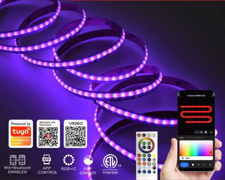 Nexleds 10mm Smart COB RGB+IC Tape Light Kit 