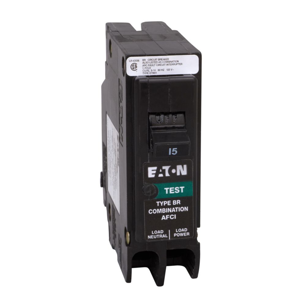[BRP115AFC] Eaton 15 Amp Arc Fault Circuit Breaker, Plug-on Neutral