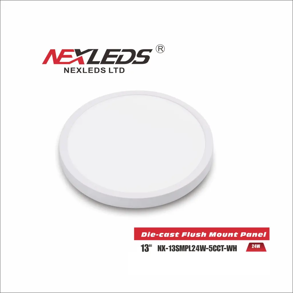 [NX-13SMPL24W-5CCT-WH] Nexleds 13" Die-Cast Flush Mount Ceiling Light Panel 