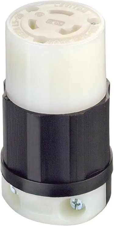Leviton 20 Amp, 125 Volt, NEMA L5-20R, 2P, 3W, Locking Connector, Industrial Grade, Grounding, 2313, Black-White