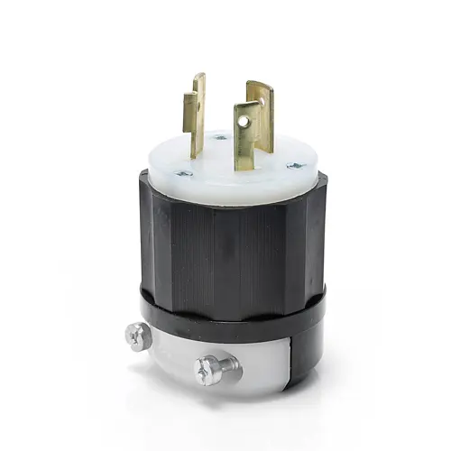 Leviton Locking Plug, 20 Amp, 480 Volt, Industrial Grade, Black & White
