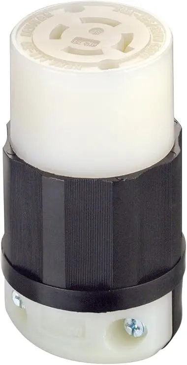 Leviton 20 Amp, 125/250 Volt, Locking Connector, Industrial Grade, 2413, Black-White
