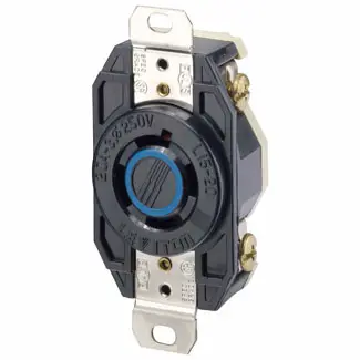 Leviton 2420 20amp 250v 3-Phase Black Locking Single Flush Receptacle, 3-Pole 4-Wire Non-Grounding, Industrial Grade