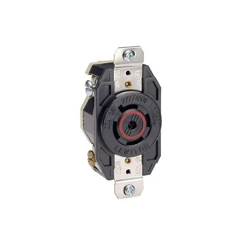 Leviton 20 Amp, 277/480 Volt, Flush Mount Locking Receptacle, Industrial Grade
