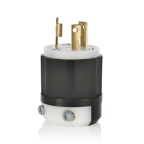 Leviton Locking Plug, 30 Amp, 125 Volt, Industrial Grade, Black & White