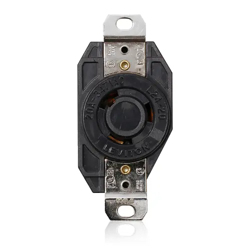 Leviton Flush Mounting Locking Receptacle, 20 Amp, 347 Volt, Industrial Grade
