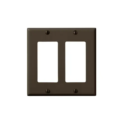 Leviton 2-Gang Decora/GFCI Device Wallplate, Standard Size, Thermoset, Brown