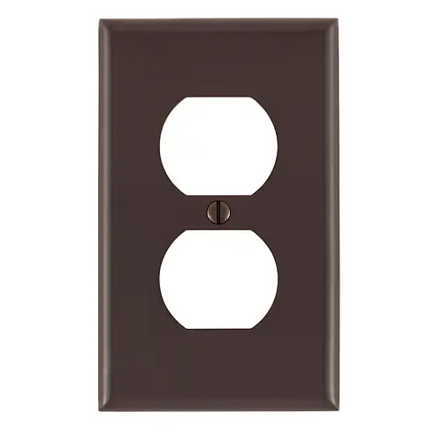 Leviton 80703 1-Gang Duplex Outlet/Receptacle Wallplate, Standard Size, Thermoplastic Nylon, Brown