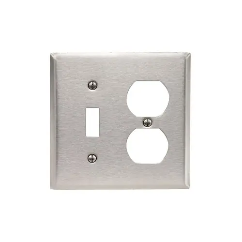 Leviton 2-Gang Duplex Wallplate, Standard Size, Magnetic Stainless Steel