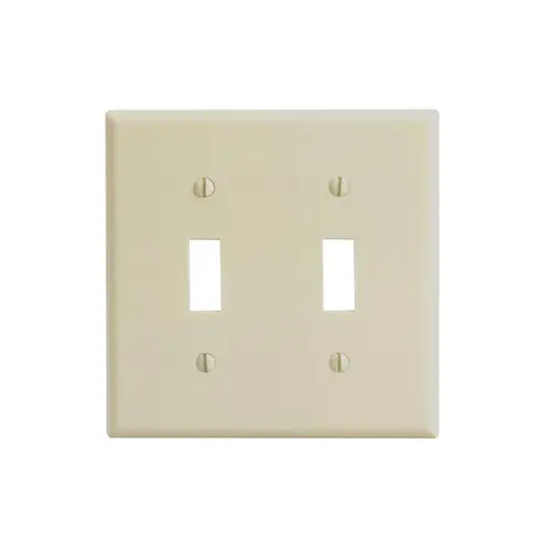 Leviton 2-Gang Toggle Switch Wallplate, Standard Size, Thermoset, Ivory