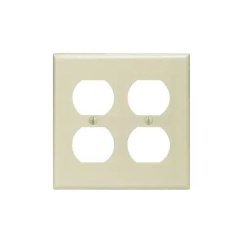 Leviton® 86016 Standard Size Wallplate, 2 Gangs, 4.5 in H x 4.56 in W, Thermoset, Ivory