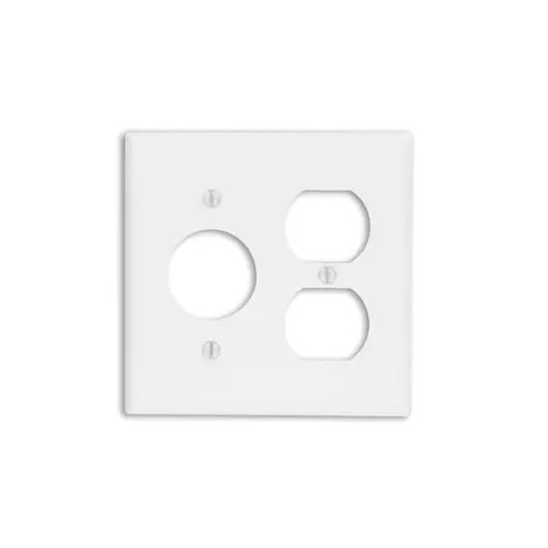 Leviton 86046 2-Gang 1-Duplex 1-Single 1.406-Inch Diameter, Device Combination Wallplate, Device Mount, Ivory