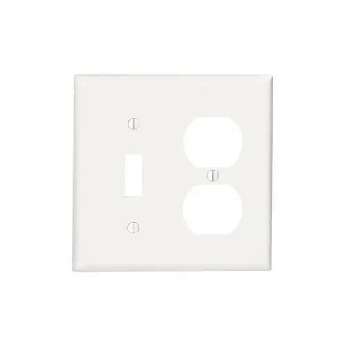 Leviton 2-Gang Combination, 1-Toggle 1-Duplex Wallplate, Standard Size, Thermoset, White 88005