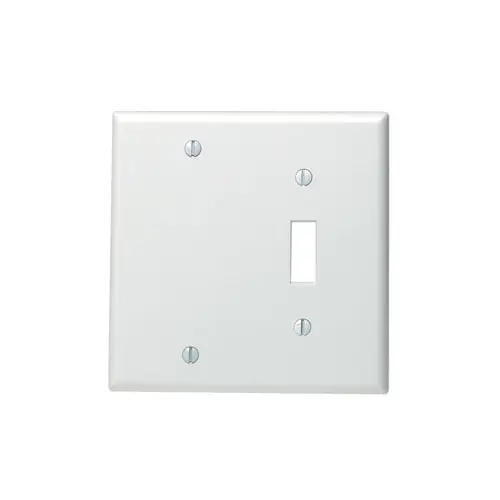 Leviton 2-Gang Combination, 1-Toggle 1-Blank Wallplate, Standard Size,Thermoset, White