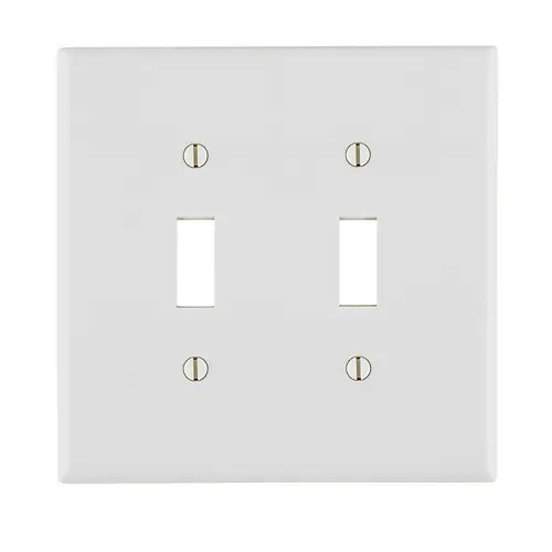 Leviton 2-Gang Toggle Switch Wallplate, Standard Size, Thermoset, White