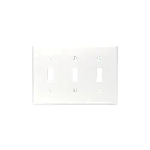 Leviton 3-Gang Toggle Switch Wallplate, Standard Size, Thermoset, White